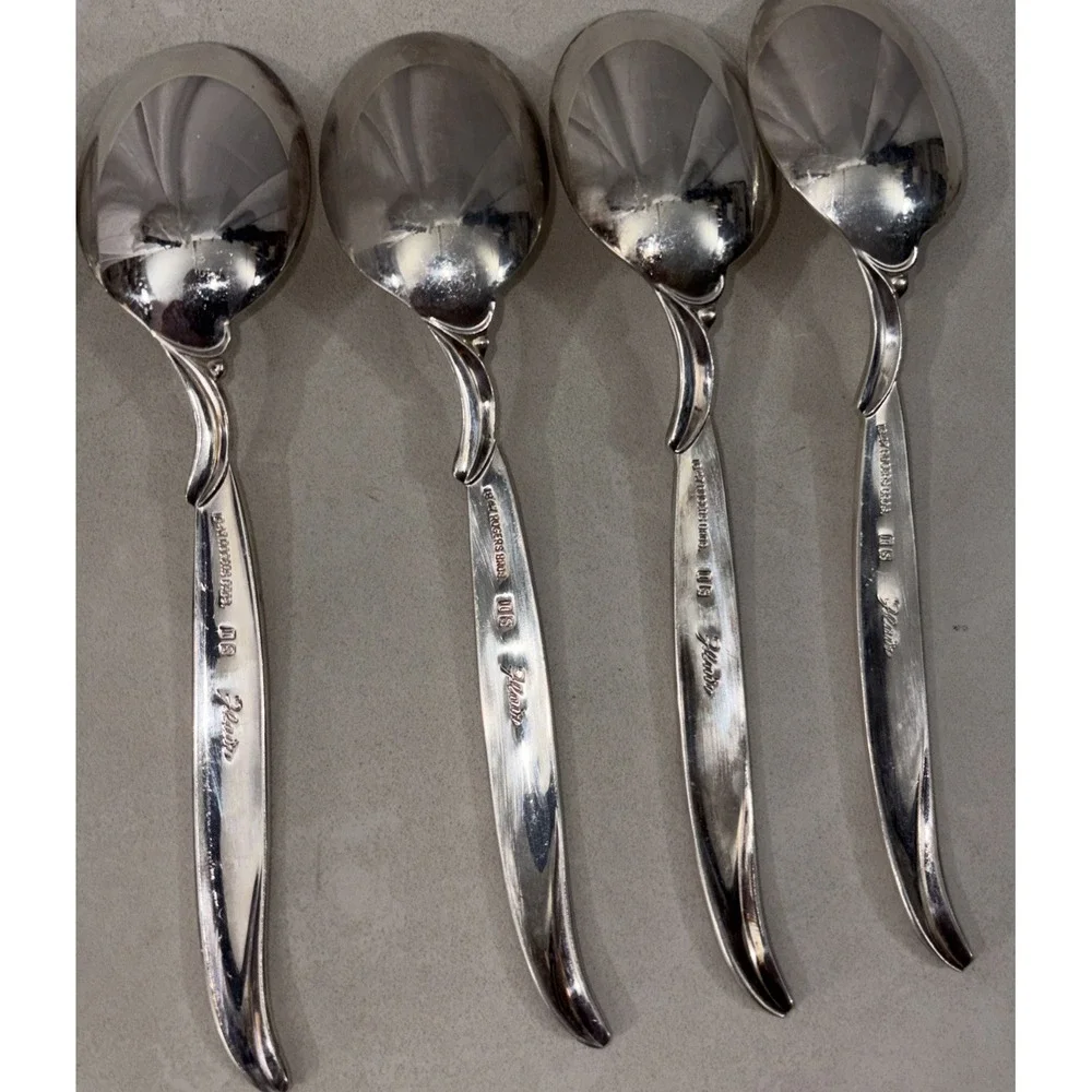 Set of 8 1847 Rogers‎ Bros Teaspoons Flair Pattern Silverplate Flatware 6 3/4 In